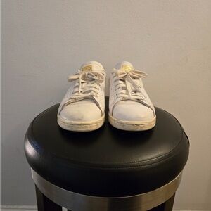 adidas Originals X Stan Smith Stylish White Sneakers with Grey and Gold Accents